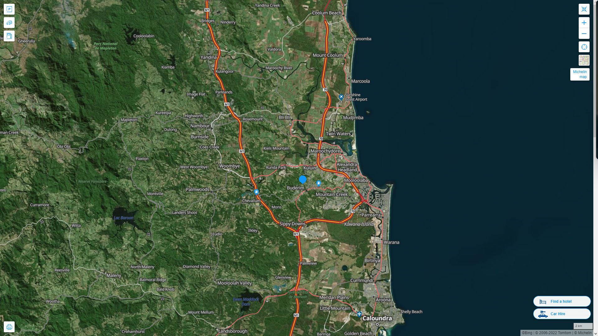 sunshine Coast Highway and Road Map with Satellite View